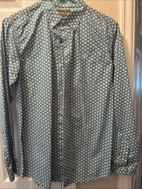 Ariat Teal Diamond-Print Button-Down Shirt